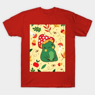 Cute Cottagecore Mushroom Frog T-Shirt